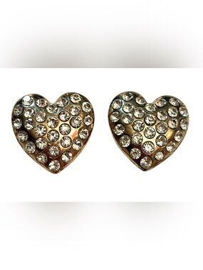 Heart Rhinestone Earrings Gold